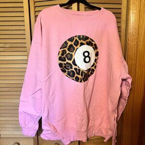 Emy Ave - Pink Leopard 8 ball Sweatshirt - L/XL
